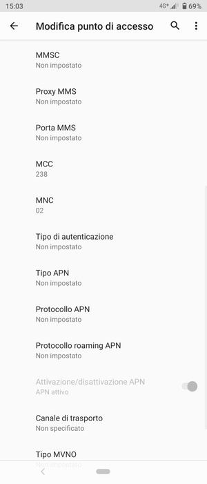 Scorri verso il basso e inserisci le informazioni degli MMS