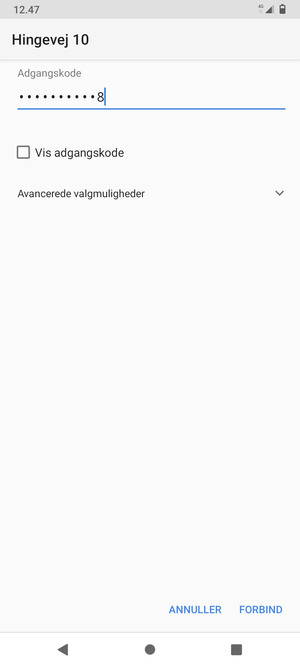 Indtast Wi-Fi adgangskoden og vælg FORBIND