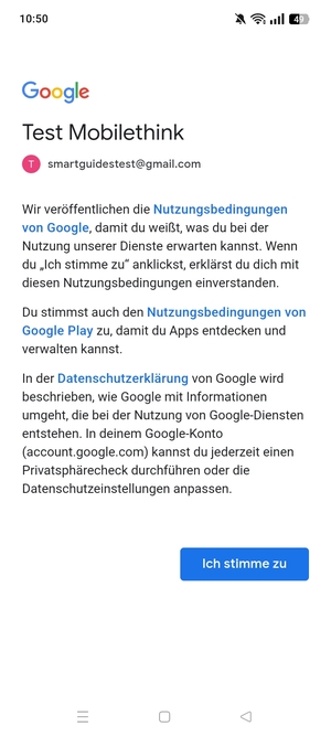 Wählen Sie Ich stimme zu