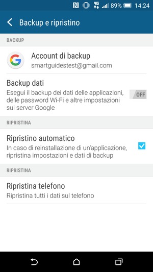 Seleziona Account di backup