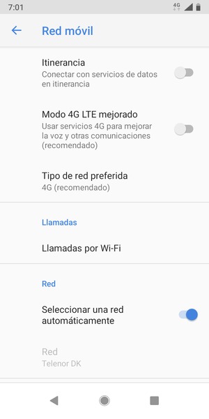 Desactive Seleccionar una red automáticamente