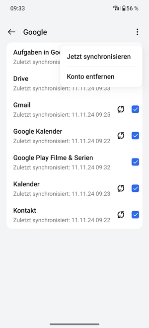 Wählen Sie Jetzt synchronisieren