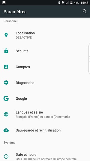 Faites défiler et sélectionnez Sécurité