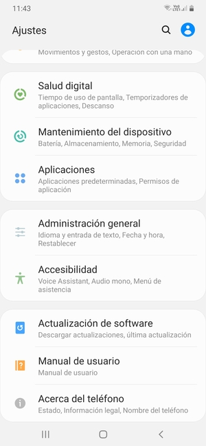 Desplácese y seleccione Actualización de software