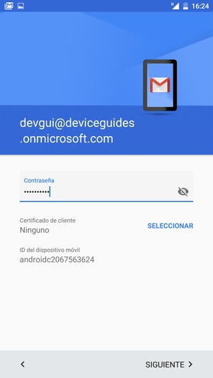 Introduzca su contraseña y seleccione SIGUIENTE