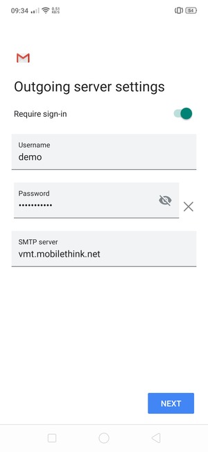 Enter  Outgoing server address