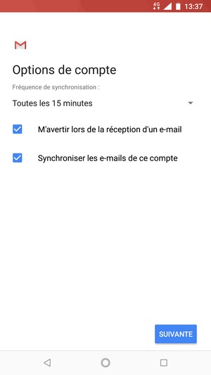 Sélectionnez SUIVANTE