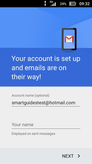 Give your account a name and enter your name. Select NEXT