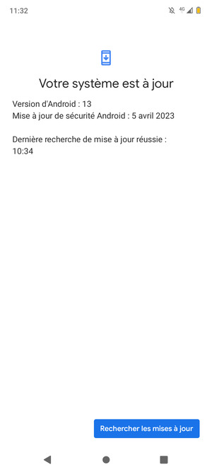 Si votre téléphone est à jour, vous verrez l'écran suivant