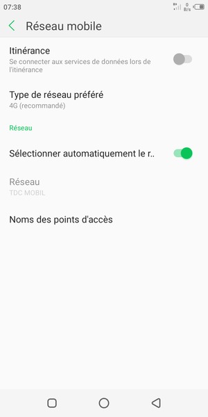 Pour changer de réseau en cas de problèmes de réseau, désactiver Sélectionner automatiquement le r...