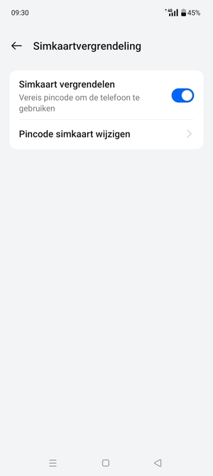 Selecteer  Pincode simkaart wijzigen