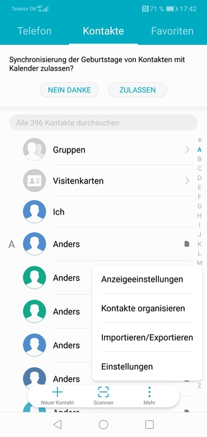 Wählen Sie Importieren/Exportieren