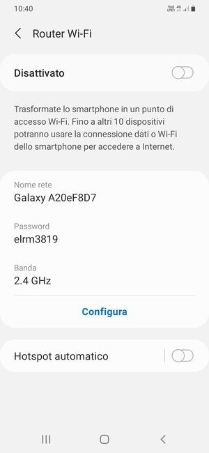 Seleziona Configura