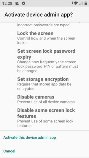 Scroll to and select Activate this device admin app