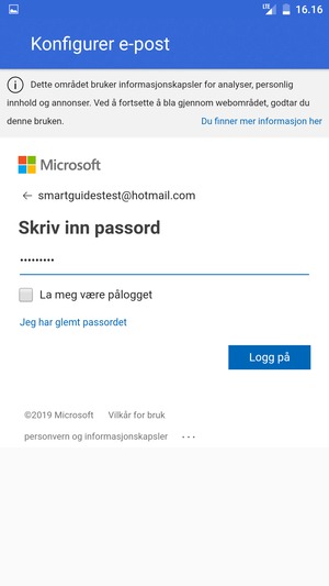 Skriv inn passord og velg Logg på