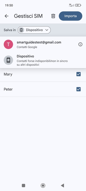 Seleziona il tuo account  Google