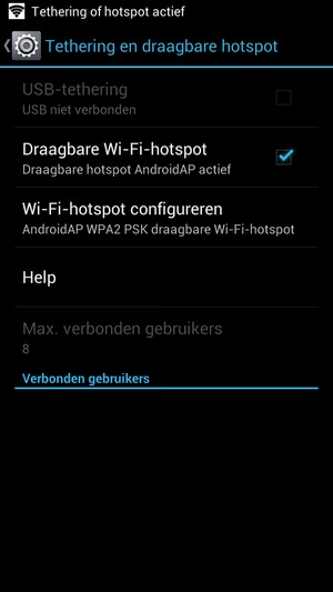 Uw telefoon is nu geïnstalleerd voor gebruik als modem