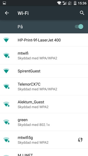 Tryck på det trådlösa nätverket som du vill ansluta till