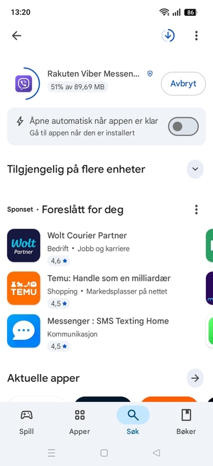 Vent til installasjonen er ferdig