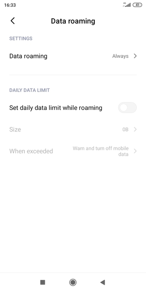 Select Data roaming
