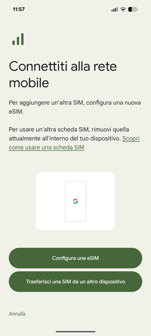 Seleziona Configura una eSIM