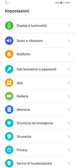 Scorri e seleziona Batteria
