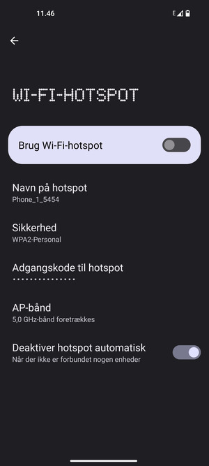 Vælg Adgangskode til hotspot