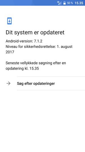 Hvis din telefon er opdateret, vil du se følgende skærmbillede