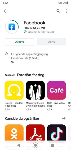 Vent til installasjonen er ferdig