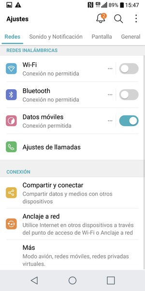 Seleccione Redes y Anclaje a red