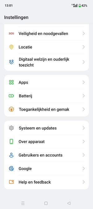 Scroll naar en selecteer Systeem en updates
