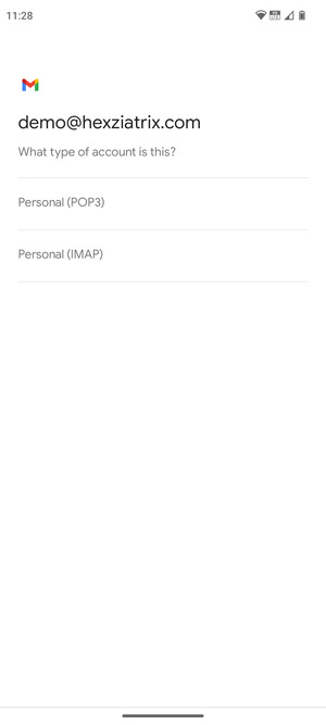 Select Personal (POP3) or Personal (IMAP)