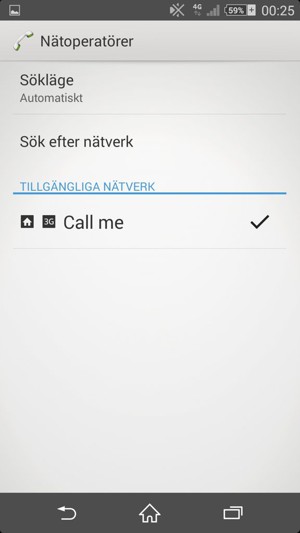 Välj en nätverksoperatör från listan