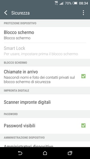 Seleziona Blocco schermo