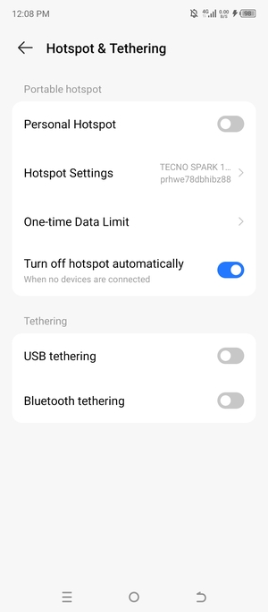 Select Hotspot Settings