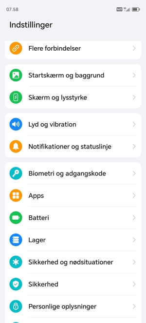 For at aktivere din skærmlås, gå til menuen Indstillinger og vælg Biometri og adgangskode