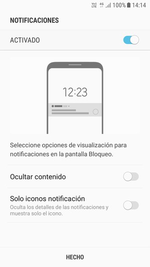 Seleccione la opción deseada y seleccione HECHO
