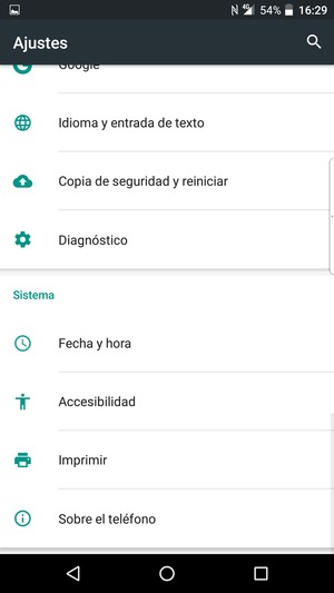 Desplácese y seleccione Sobre el teléfono
