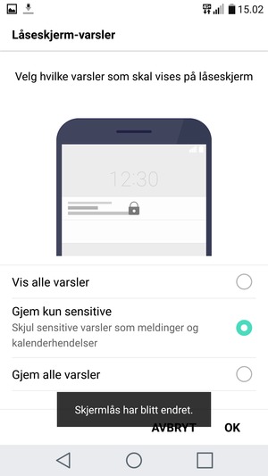Velg ønsket alternativ og velg OK