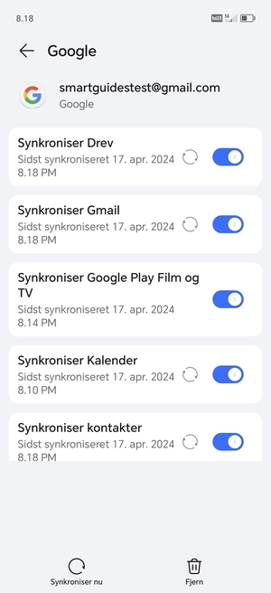 Kontroller at Synkroniser kontakter er valgt