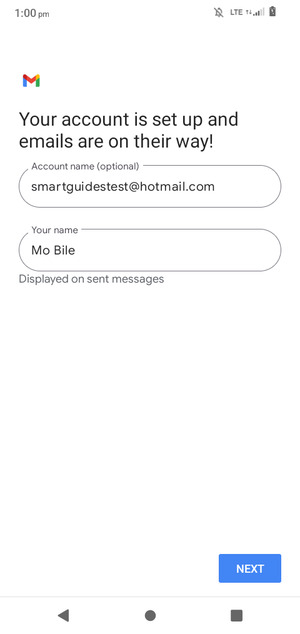Give your account a name and enter your name. Select NEXT