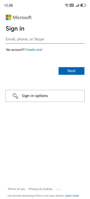 Enter your Hotmail address and select Next