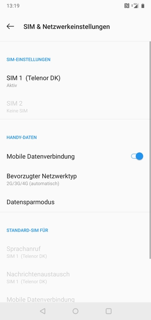 Wählen Sie Bevorzugter Netzwerktyp