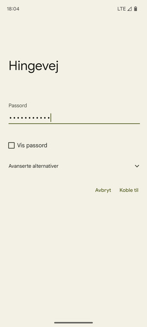Skriv inn Wi-Fi-passord og velg Koble til