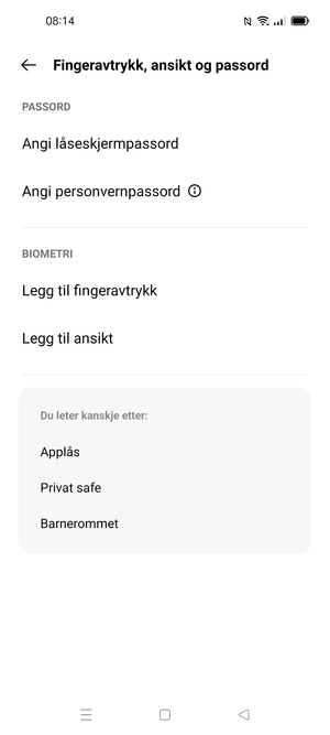 Velg Angi låseskjermpassord