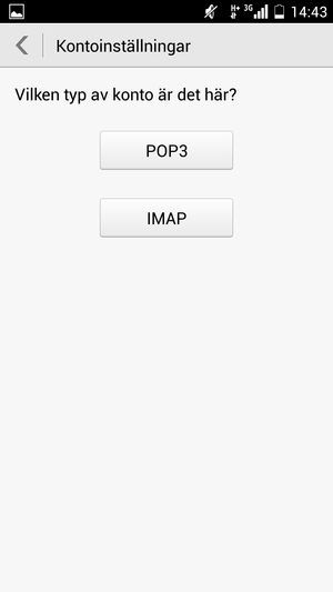 Välj POP3 eller IMAP