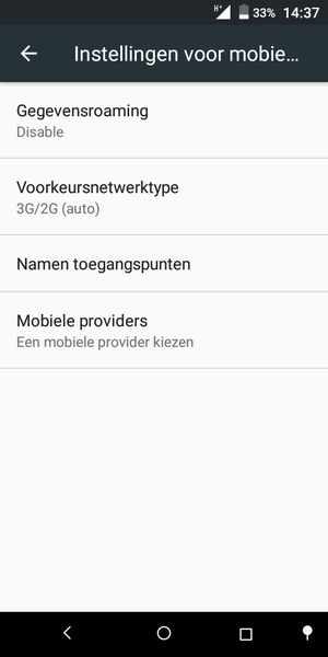 Selecteer Voorkeursnetwerktype