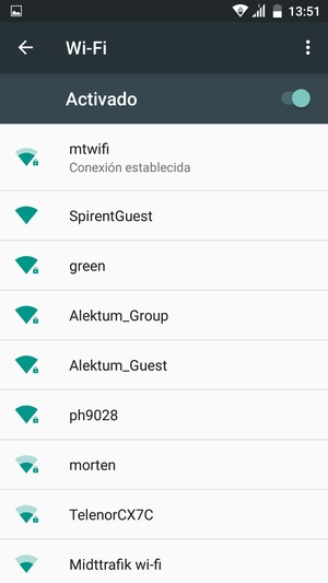 Ahora está conectado a la red Wi-Fi