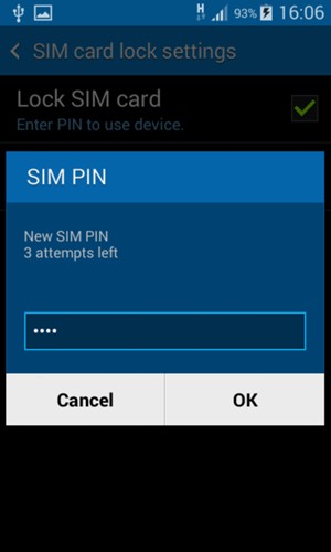 Enter your New SIM PIN and select OK