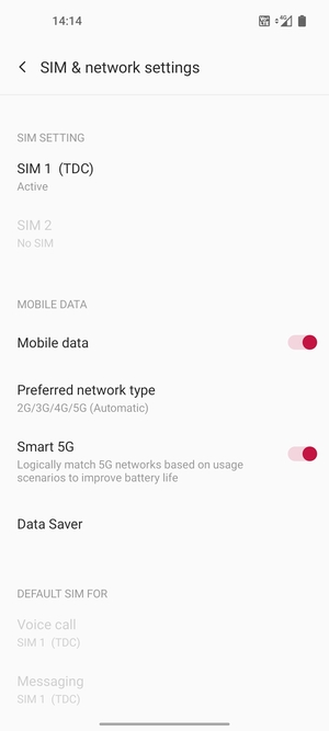 Select Preferred network type